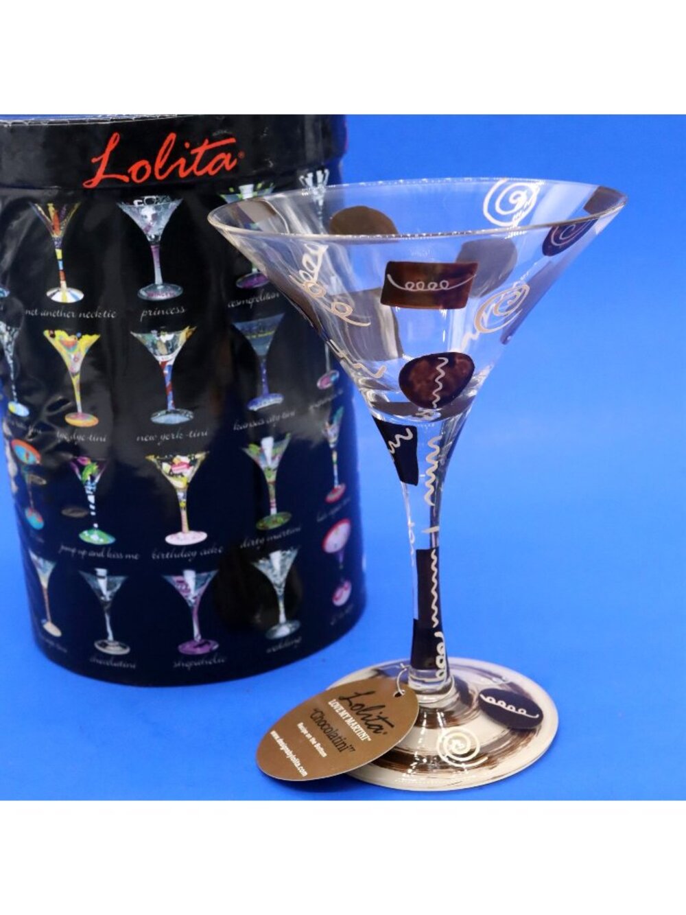 Lolita Chocolatini Martini Glass‎ Hand Painted w/ Recipe on Bottom New in Box